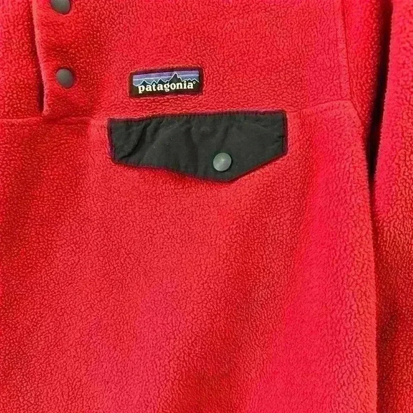 Vintage Patagonia Red Quarter Snap Button Polartec Fleece Pullover Size Small - Picture 7 of 8